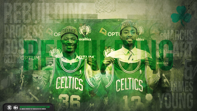 Basketball players holding jersey green free wallpaper for desktop - medium preview image