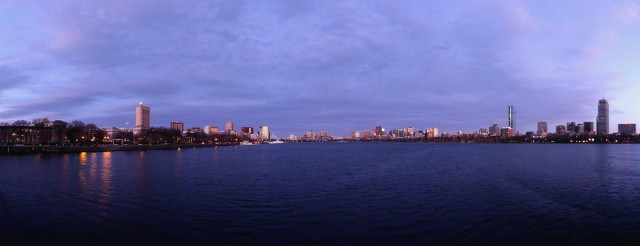 City skyline water dusk purple #3 free wallpaper for desktop - medium preview image