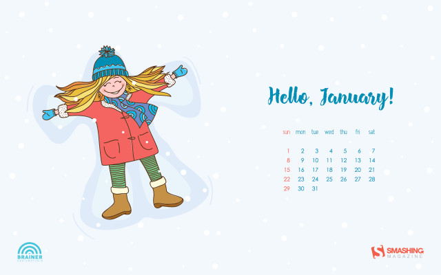 Calendar girl red coat blue free wallpaper for desktop - medium preview image