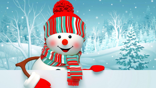 Snowman red hat scarf sign free wallpaper for desktop - medium preview image