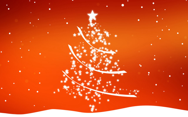 Christmas tree snow red sky free wallpaper for desktop - medium preview image