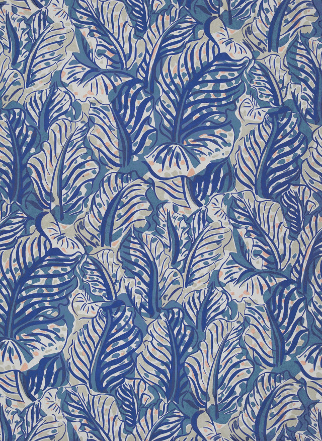 Blue white leaf pattern design free wallpaper for mobile - medium preview image