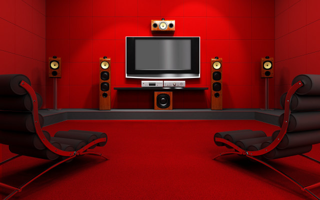 Red wall tv speakers red free wallpaper for desktop - medium preview image