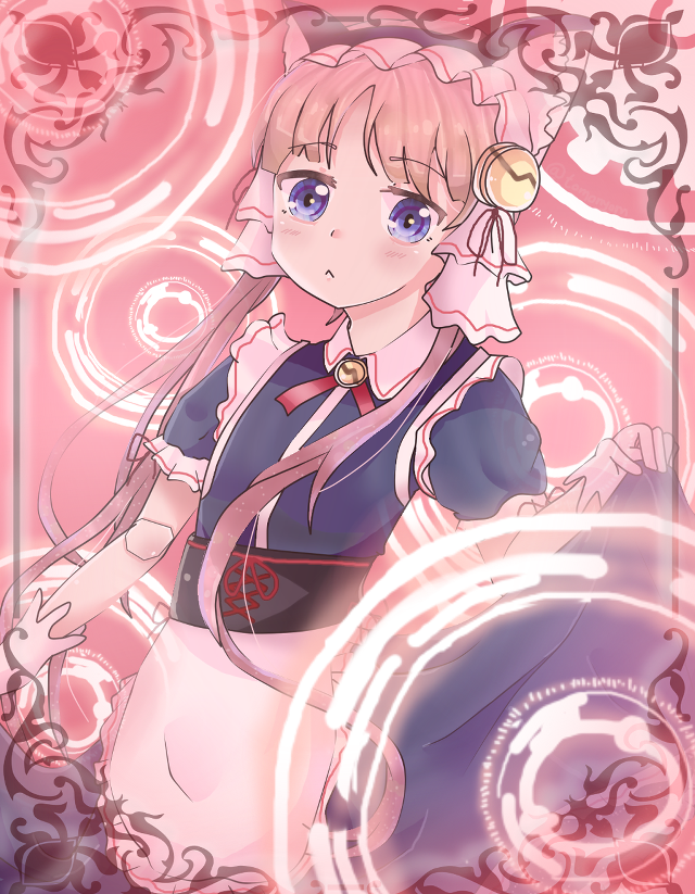 Anime character pink background swirls free wallpaper for mobile - medium preview image