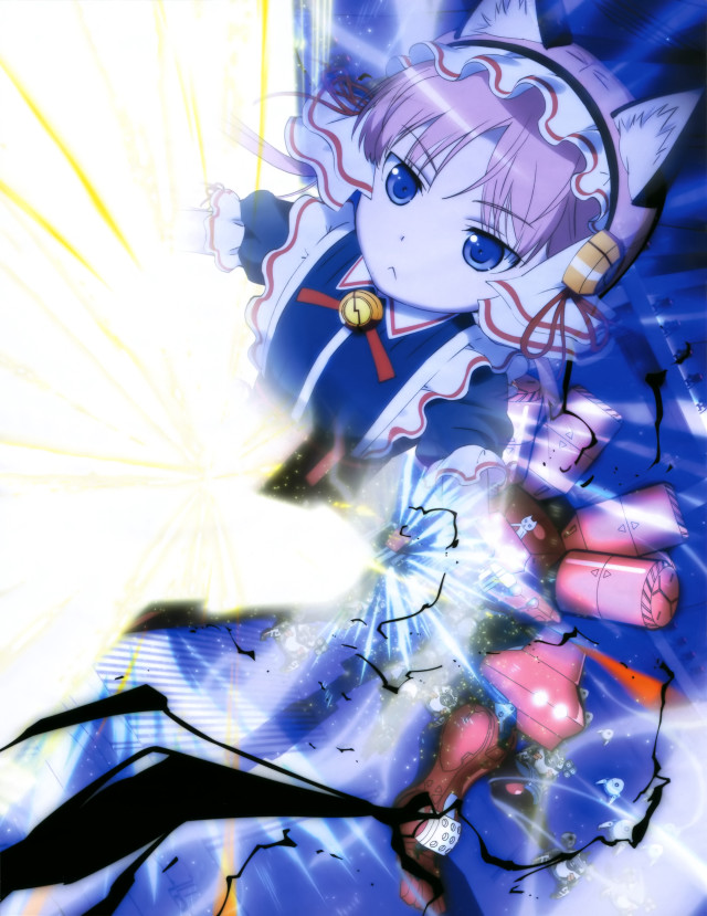 Anime cat back arm blue free wallpaper for mobile - medium preview image