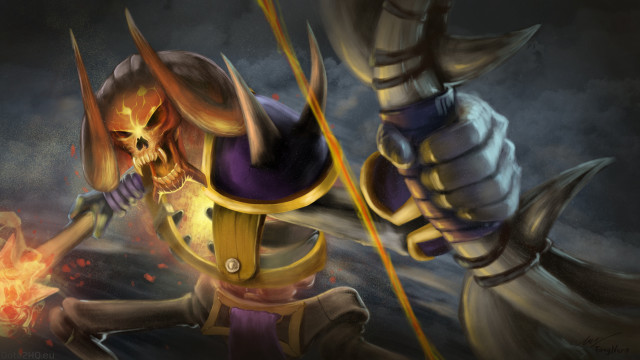 Demon sword skull painting artwork free wallpaper for desktop - medium preview image