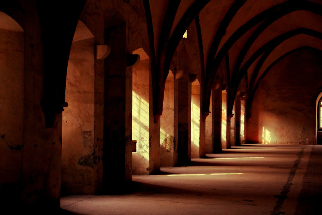 Long hallway arches window sunlight free wallpaper for desktop - medium preview image