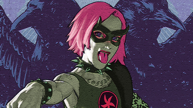 Cartoon woman pink hair black free wallpaper for desktop - medium preview image