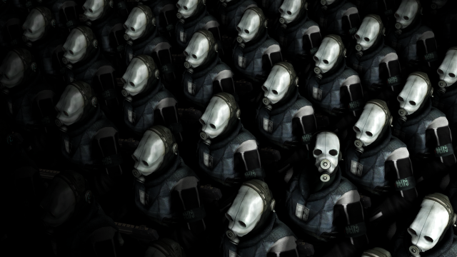 Masked people dark room black free wallpaper for desktop - medium preview image