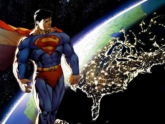 Superman standing earth cape head free wallpaper for desktop - medium preview image