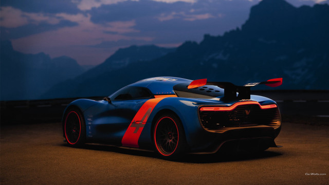 Blue orange sports car mountains #2 free wallpaper for desktop - medium preview image