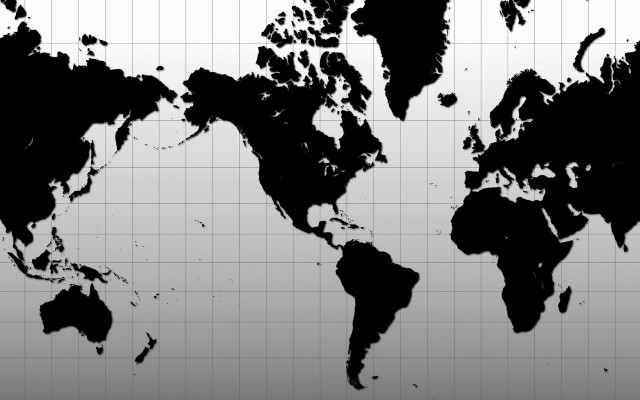 Black white world map grid free wallpaper for desktop - medium preview image
