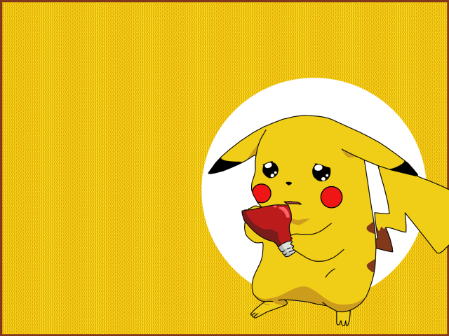 Pikachu red apple yellow background free wallpaper for desktop - medium preview image