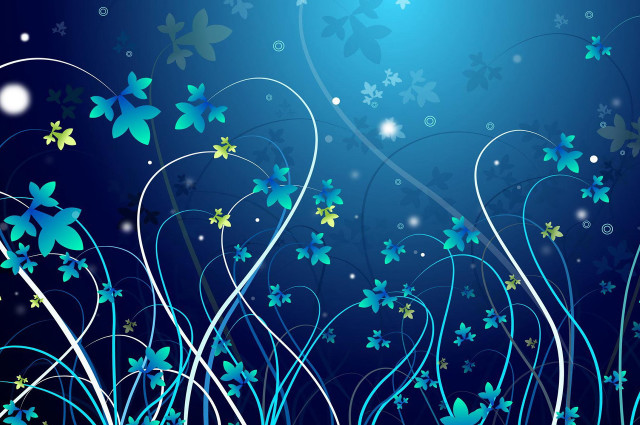 Blue background flowers swirls night #2 free wallpaper for desktop - medium preview image