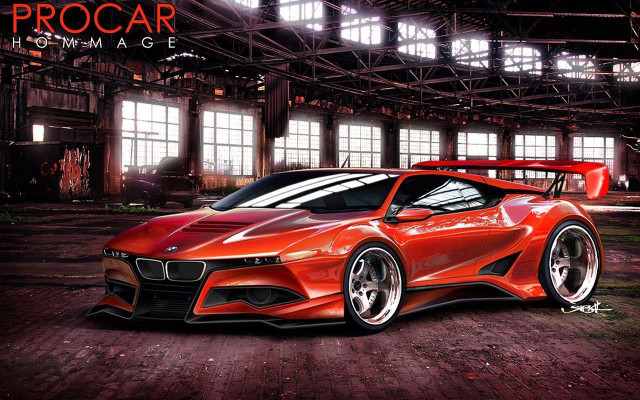 Red sports car garage roof free wallpaper for desktop - medium preview image