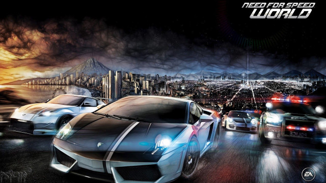 Cars driving street city night free wallpaper for desktop - medium preview image