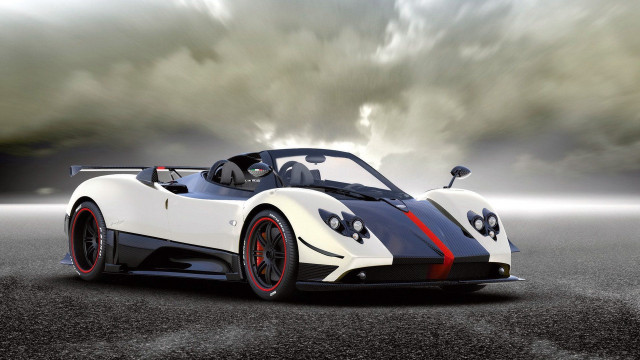 White black sportscar redrims cloudysky free wallpaper for desktop - medium preview image