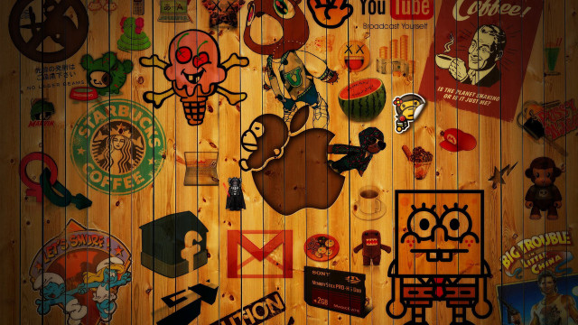 Wooden wall stickers variety decorative free wallpaper for desktop - medium preview image