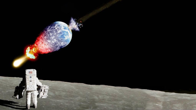 Space shuttle flying moon rocket free wallpaper for desktop - medium preview image