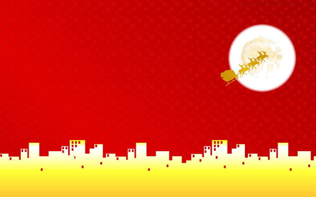 Santa sleigh city red yellow free wallpaper for desktop - medium preview image