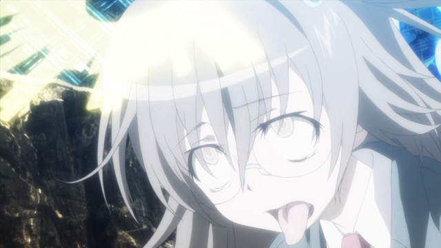 White haired girl glasses tongue free wallpaper for desktop - medium preview image