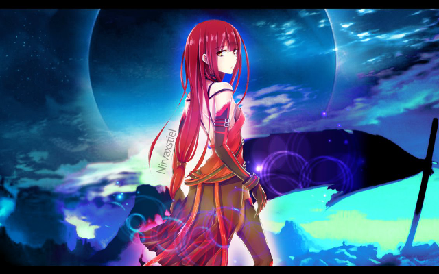 Girl red hair blue sky free wallpaper for desktop - medium preview image