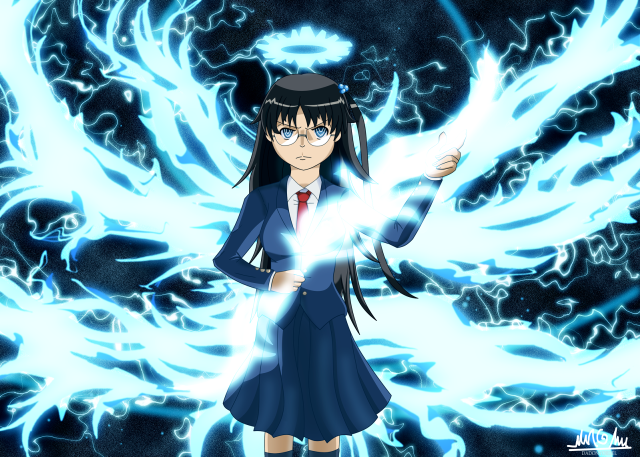 Girl blue dress white sword free wallpaper for desktop - medium preview image