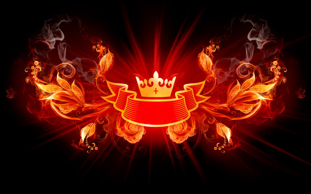 Red yellow background crown flames #2 free wallpaper for desktop - medium preview image
