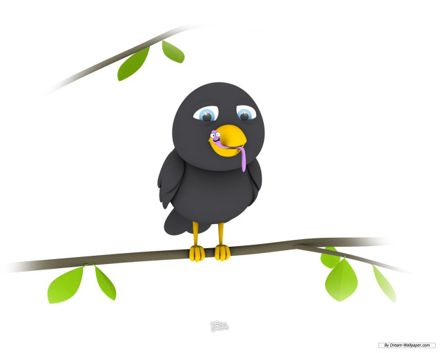 Black bird toothbrush branch leaf free wallpaper for desktop - medium preview image
