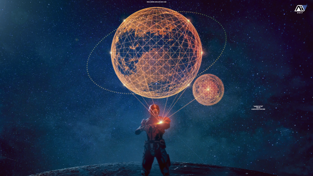 Man holding glowing lightbulb planet free wallpaper for desktop - medium preview image