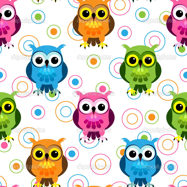 Colorful owls circles white background free wallpaper for tablet - medium preview image