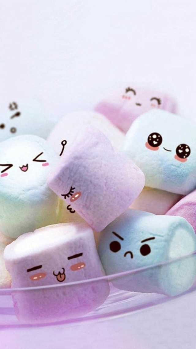 Bowl marshmallows faces drawn eyes free wallpaper for mobile - medium preview image