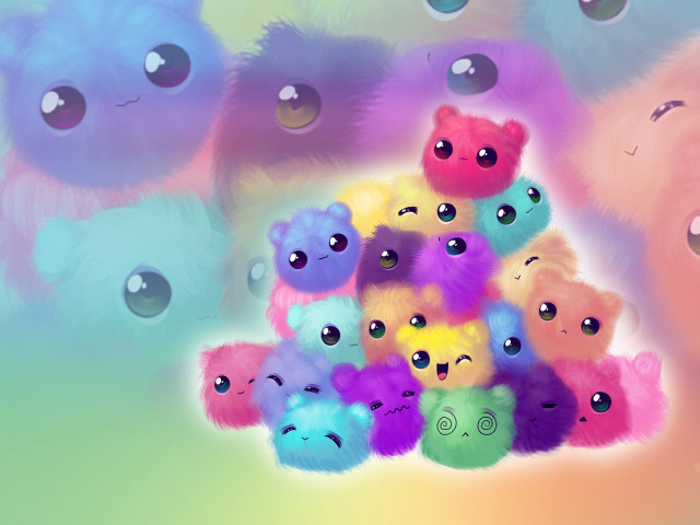 Stuffed animals colorful pyramid grouped free wallpaper for desktop - medium preview image