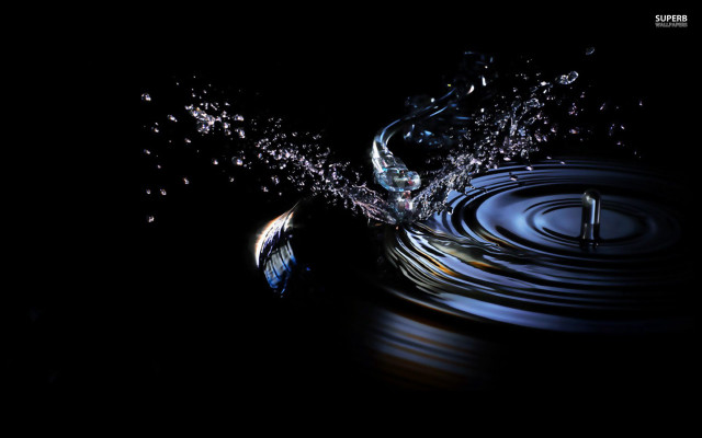 Water drop black pool background free wallpaper for desktop - medium preview image