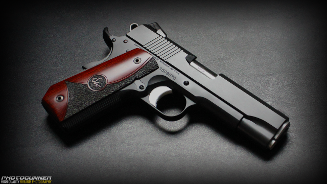 Red black gun black surface free wallpaper for desktop - medium preview image