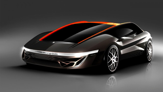 Futuristic car black body red free wallpaper for desktop - medium preview image