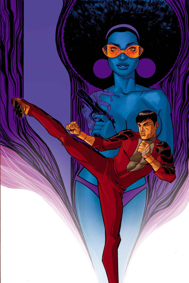 Afrofuturism dancing redsuits redglasses purpleblue free wallpaper for mobile - medium preview image