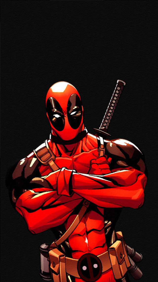 Deadpool sword black background red free wallpaper for mobile - medium preview image