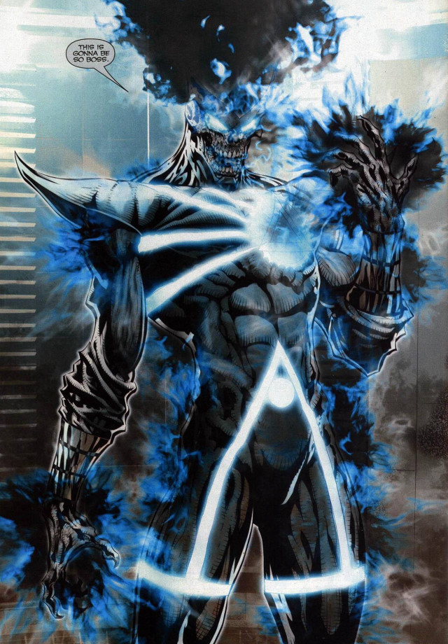 Comic character blue flame black free wallpaper for mobile - medium preview image