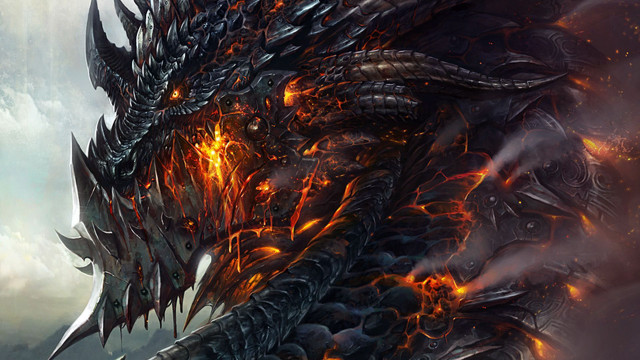 Dragon huge head flames face free wallpaper for desktop - medium preview image