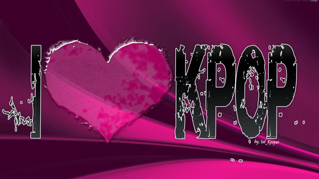 Pink heart kpop black white free wallpaper for desktop - medium preview image