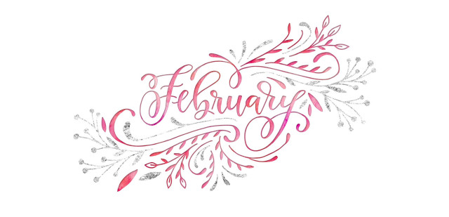 Floral design february cursive drawing free wallpaper for desktop - medium preview image