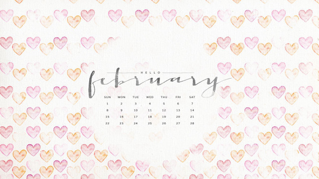 Calendar hearts february cursive writing free wallpaper for desktop - medium preview image