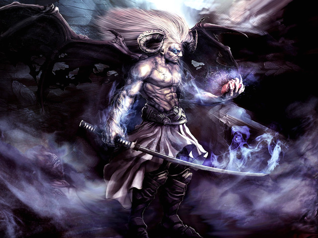 Man sword demon back ball free wallpaper for desktop - medium preview image