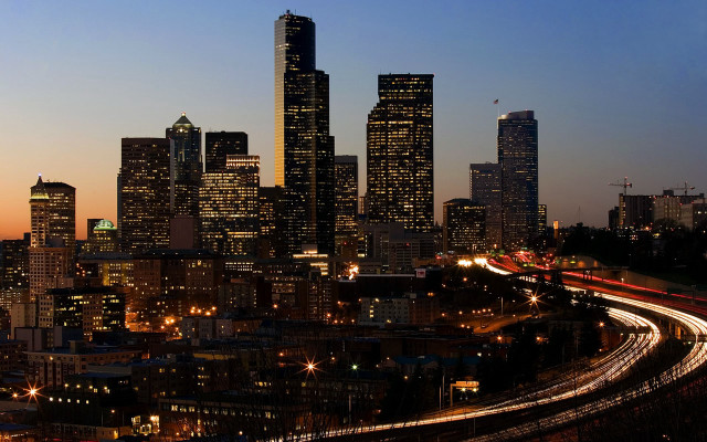 City skyline train night lights #5 free wallpaper for desktop - medium preview image