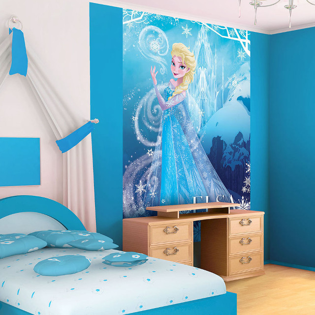 Frozen princess bedroom blue bed free wallpaper for tablet - medium preview image