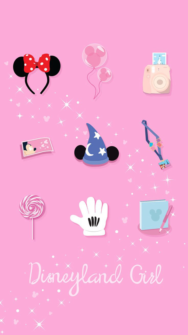 Pink background disneyland girl items free wallpaper for mobile - medium preview image