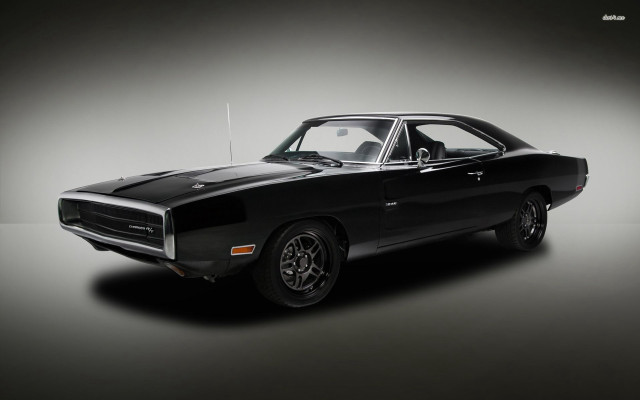 Black muscle car studio gray #2 free wallpaper for desktop - medium preview image