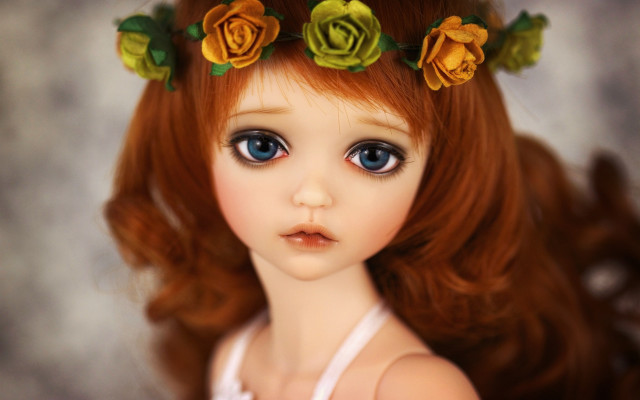 Doll long red hair flower free wallpaper for desktop - medium preview image