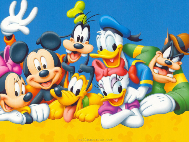 Cartoon characters sitting yellow surface free wallpaper for desktop - medium preview image